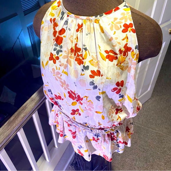 Grade & Gather, large, sleeveless women’s blouse, multiple tieback, floral - Picture 3 of 16
